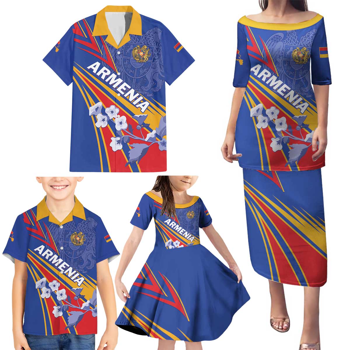 Armenia Family Matching Puletasi and Hawaiian Shirt Mek Azg Mek Mshakouyt - Wonder Print Shop