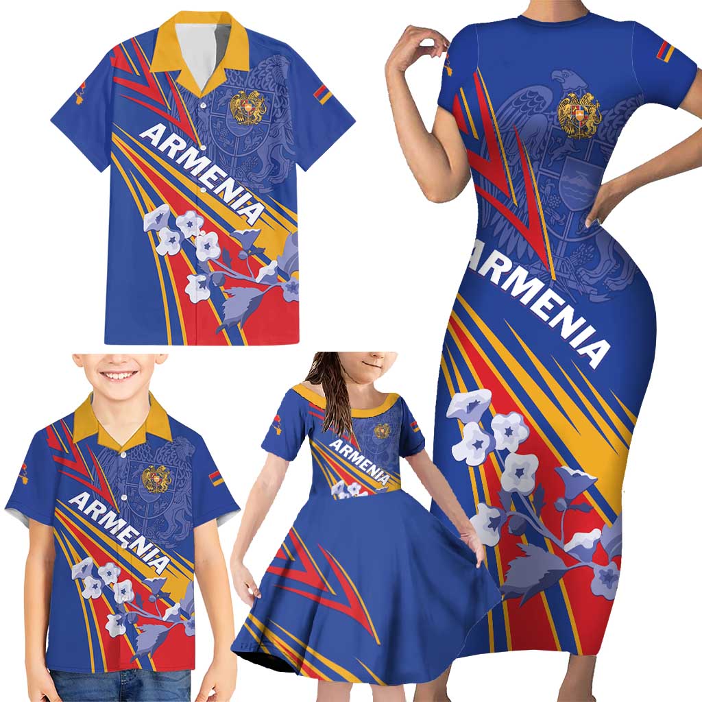 Armenia Family Matching Short Sleeve Bodycon Dress and Hawaiian Shirt Mek Azg Mek Mshakouyt - Wonder Print Shop