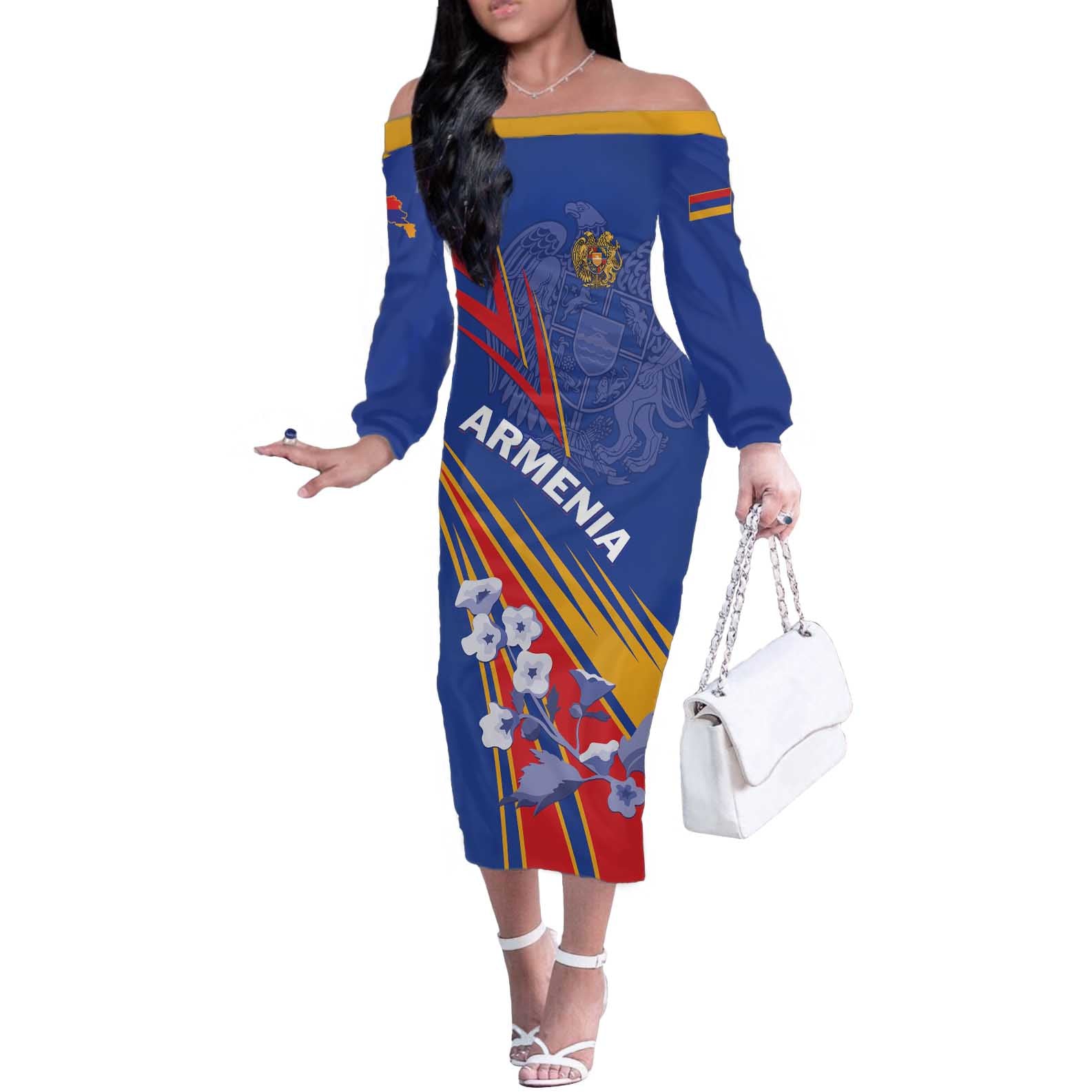 Armenia Off The Shoulder Long Sleeve Dress Mek Azg Mek Mshakouyt - Wonder Print Shop