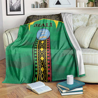 Green Mali-themed throw blanket with 'MALI' text and vertical crest