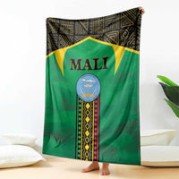 Green Mali-themed blanket cape-style with 'MALI' crest and geometric stripe trim