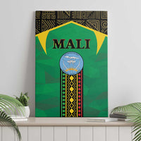 Green Mali canvas wall art front view with Mali title and crest emblem in the center
