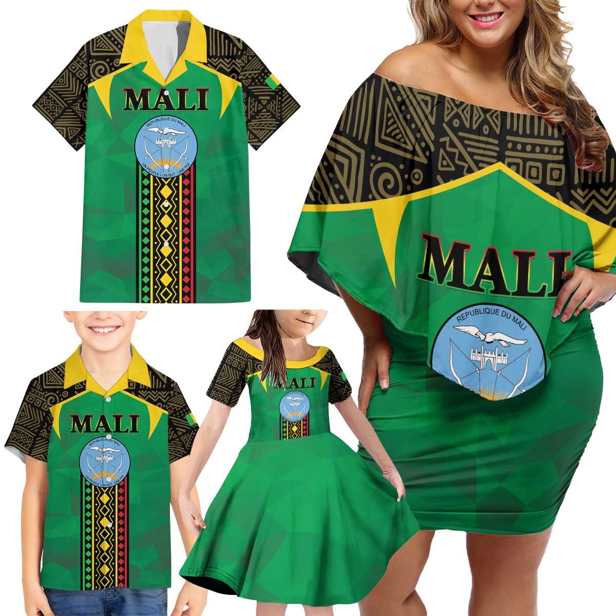 Mali Family Matching Off Shoulder Short Dress and Hawaiian Shirt Mali ka Fasojamana - Wonder Print Shop