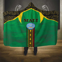 Hooded blanket with green Mali flag design, yellow border, and Mali text across hood