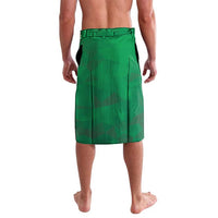 Green wrap skirt with elastic waistband and draped front hem