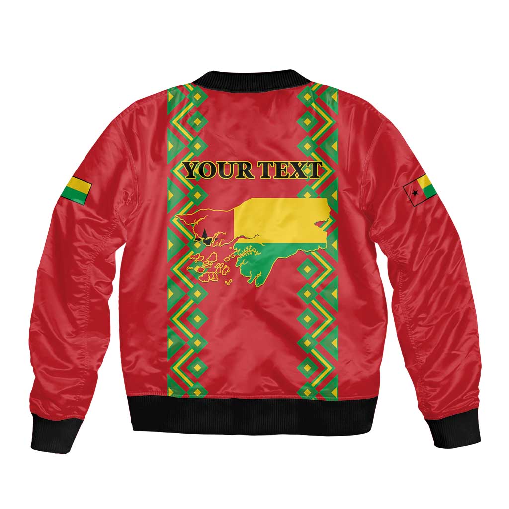 Red bomber jacket with black ribbed hem, back graphic print, wide rear panel
