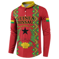 Red button sweatshirt with yellow collar, Guinea-Bissau front graphic and star emblem
