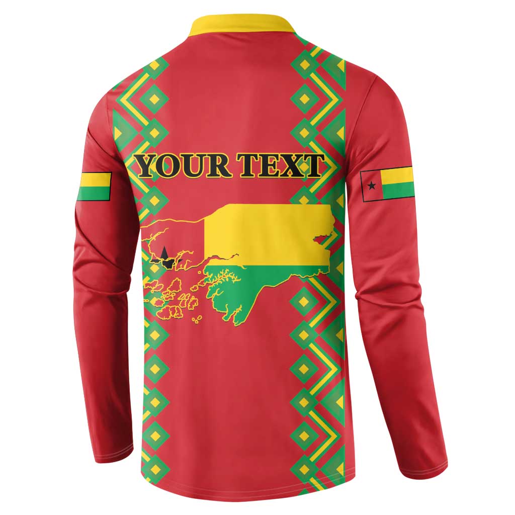 Red back button sweatshirt with yellow collar, YOUR TEXT and map graphic