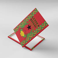 Red Independence Day canvas wall art in a frame, shown at an angle with star and laurel