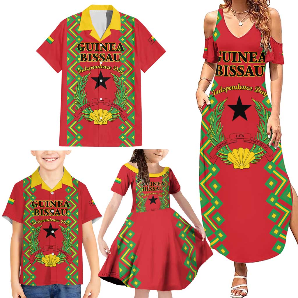 Guinea-Bissau Family Matching Summer Maxi Dress and Hawaiian Shirt Unidade Luta Progresso - Wonder Print Shop