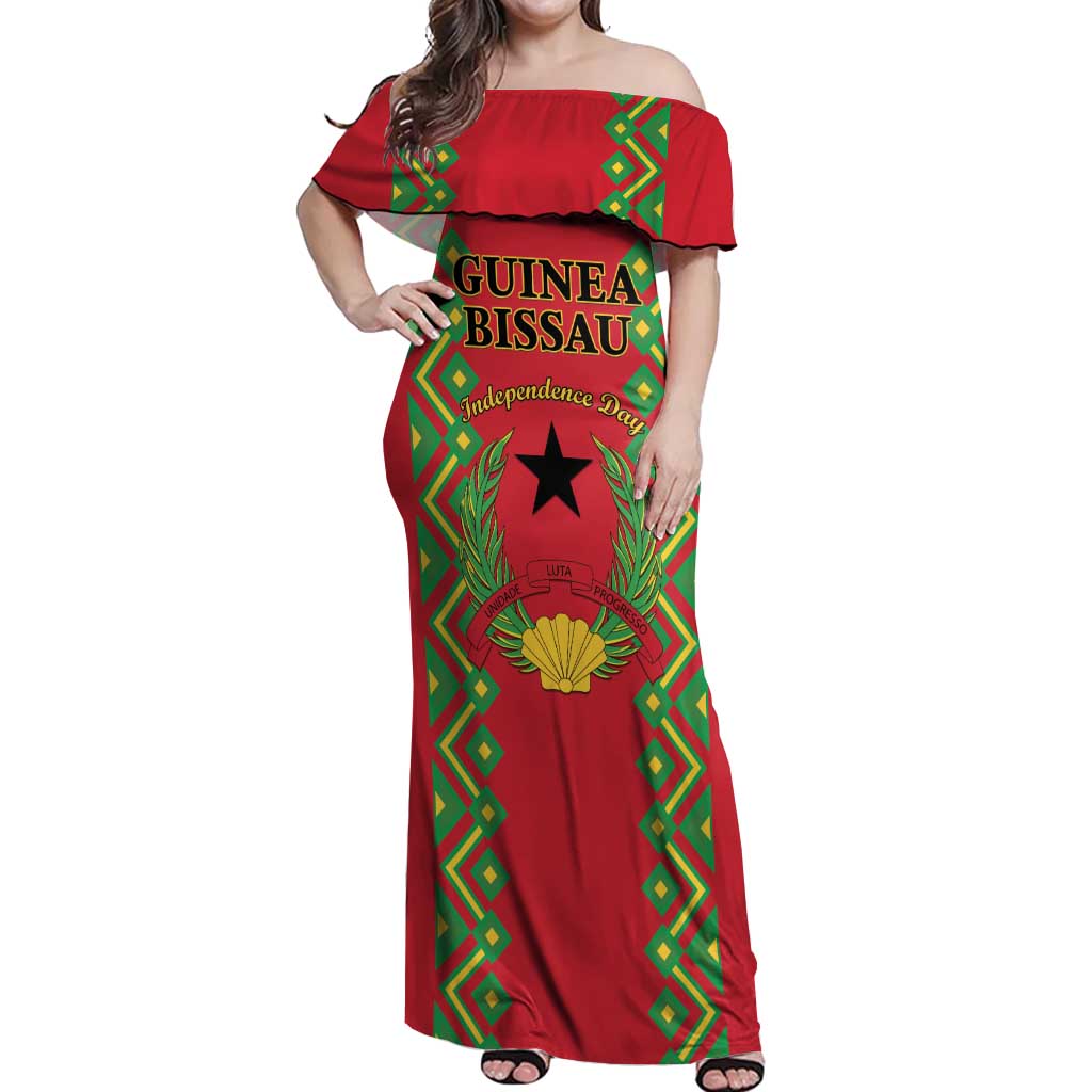 Guinea-Bissau Off Shoulder Maxi Dress Unidade Luta Progresso - Wonder Print Shop