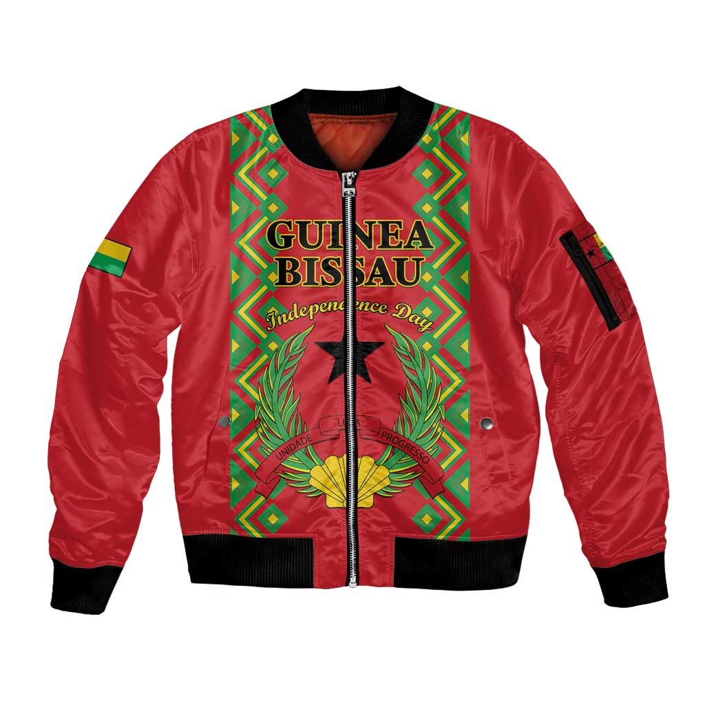 Guinea-Bissau Sleeve Zip Bomber Jacket Unidade Luta Progresso - Wonder Print Shop