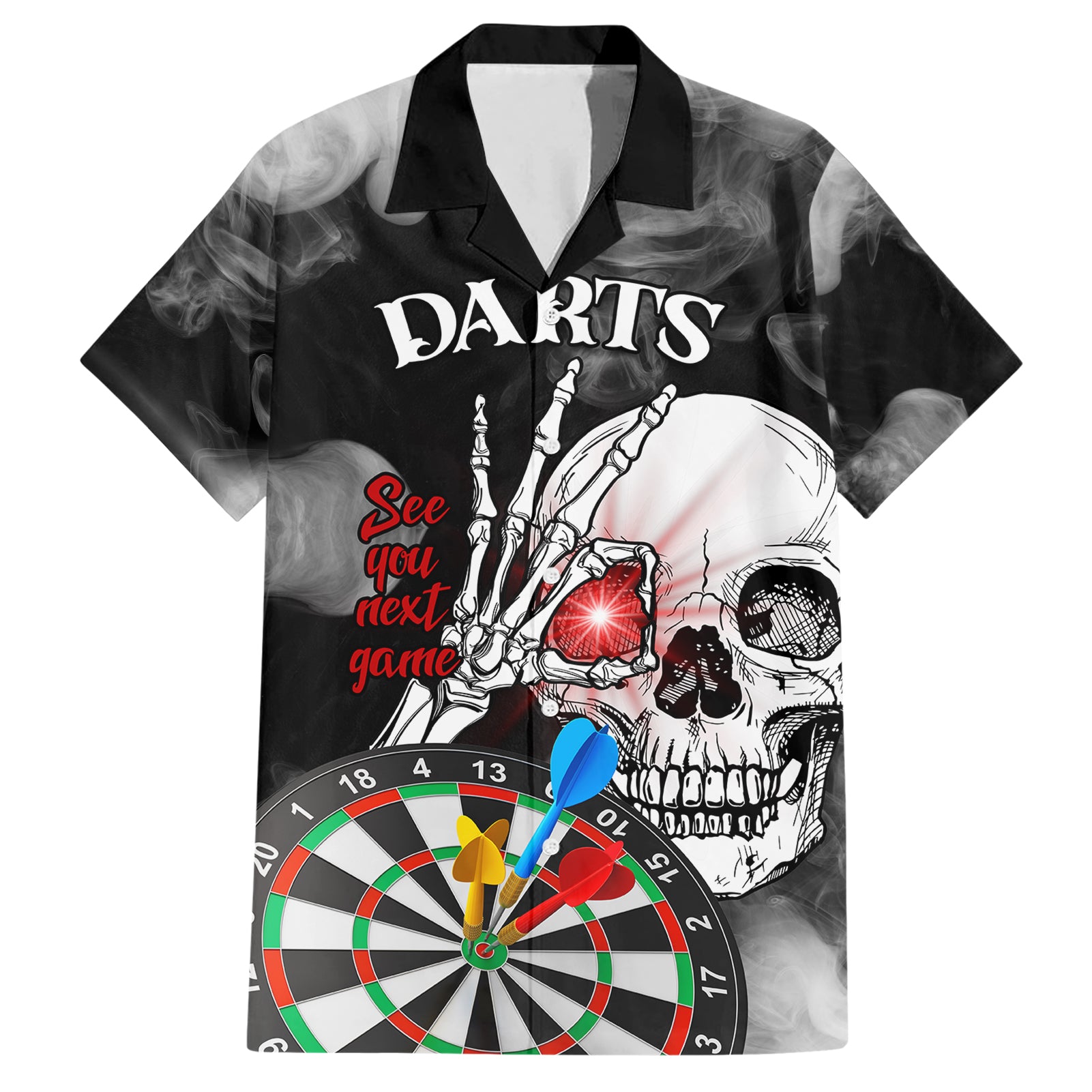 Personalised Skull Darts Hawaiian Shirt See You Next Game - Wonder Print Shop