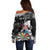 Personalised Skull Darts Off Shoulder Sweater See You Next Game - Wonder Print Shop