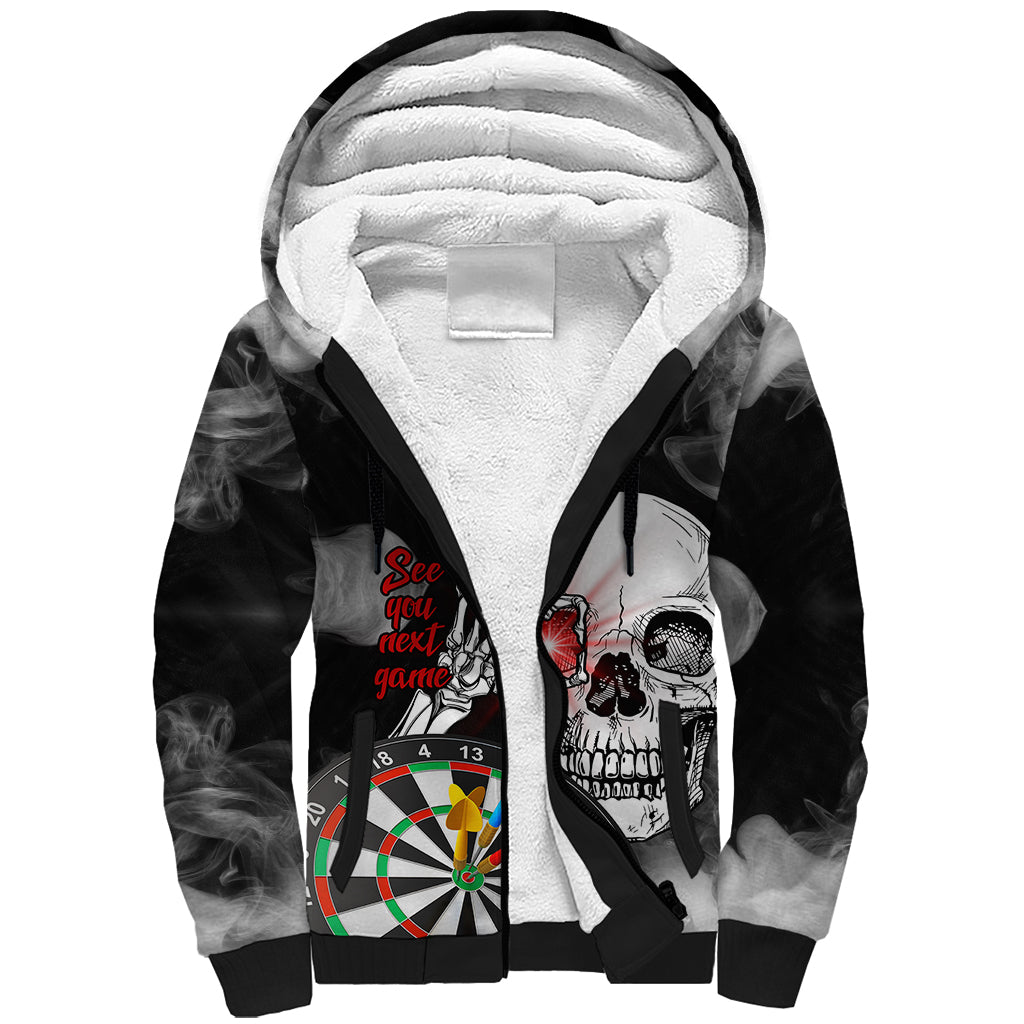 Personalised Skull Darts Sherpa Hoodie See You Next Game - Wonder Print Shop