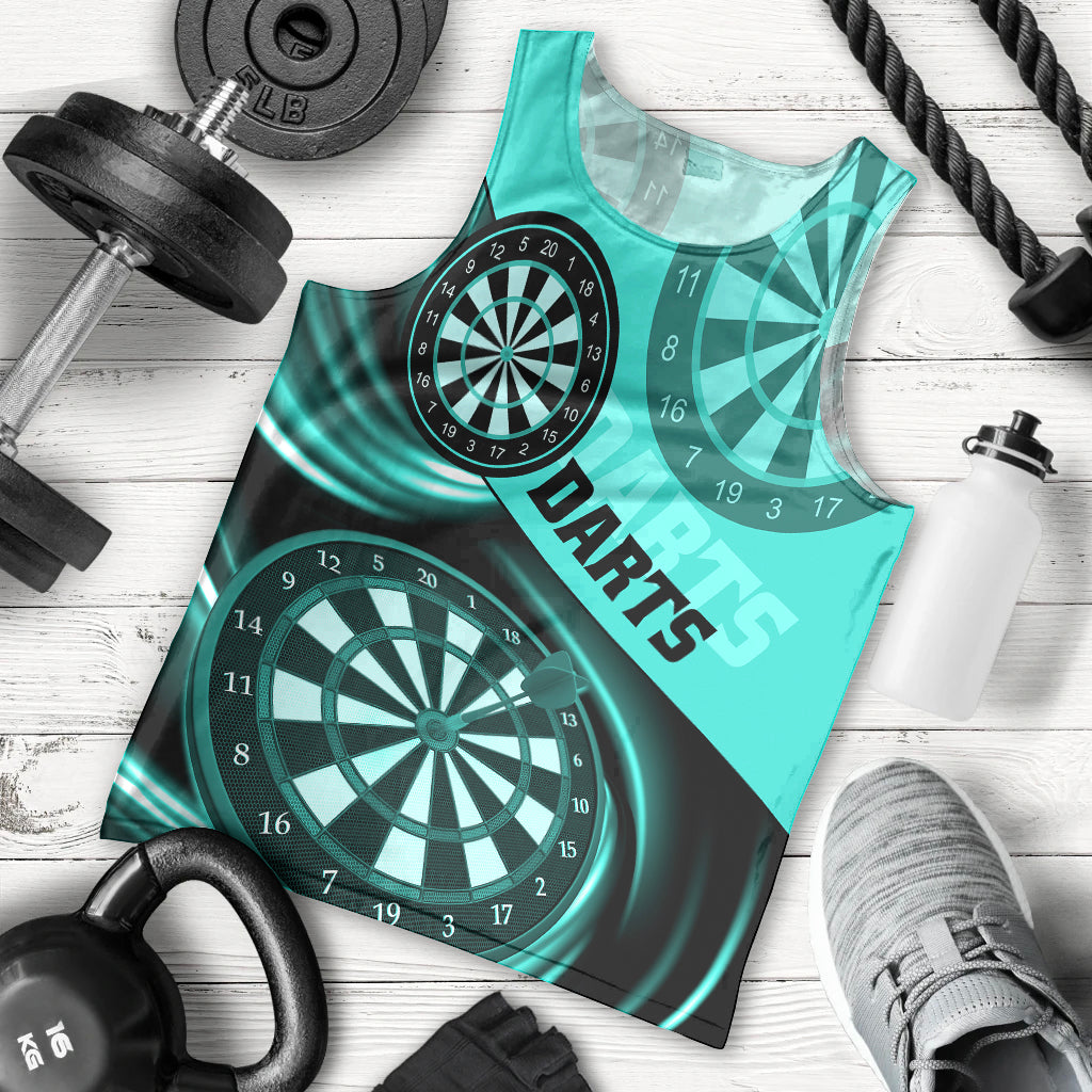 Personalised Darts Men Tank Top Turquoise Abstract Light - Wonder Print Shop