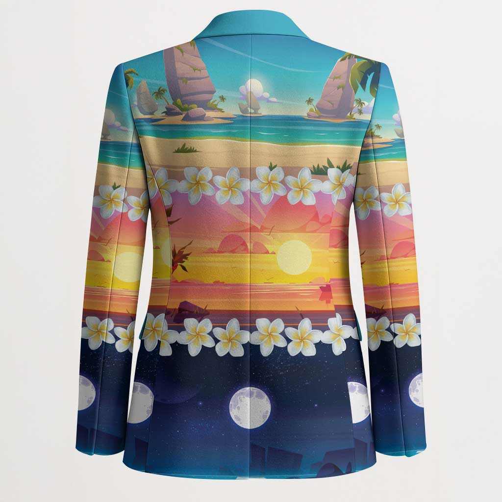 Hawaii Beach Landscape Time-Lapse Blazer Tropical Plumeria Flowers - Wonder Print Shop