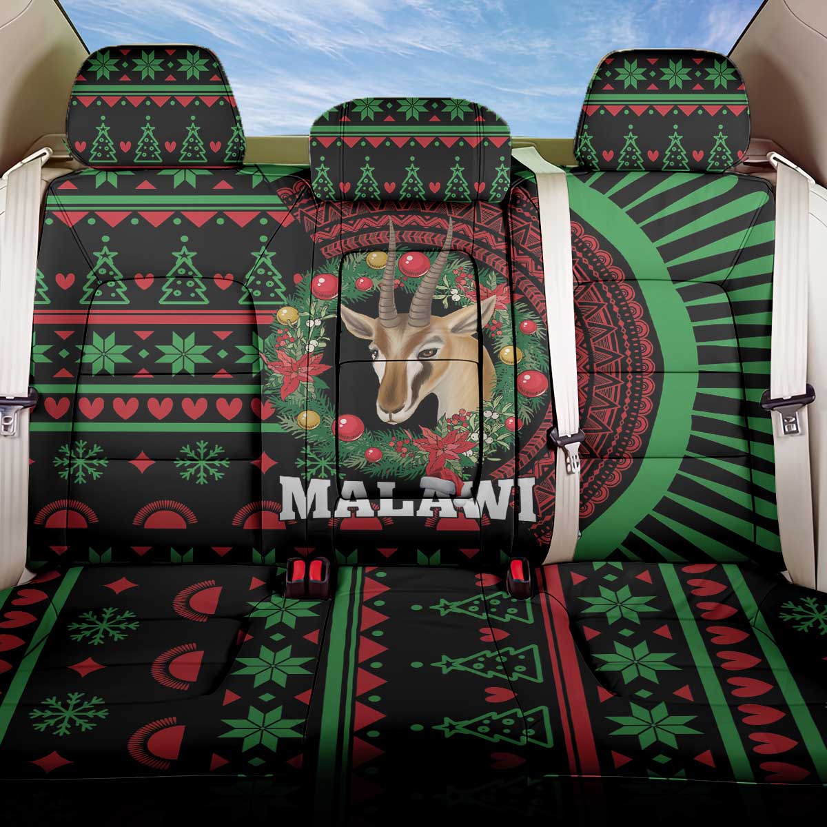 Malawi Christmas Back Car Seat Cover Thompson Gazelle - African Pattern - Wonder Print Shop