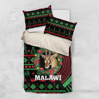 Black Malawi Christmas bedding set with antelope face on duvet and matching pillowcases
