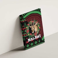 Malawi canvas wall art featuring gazelle head surrounded by a red circular wreath