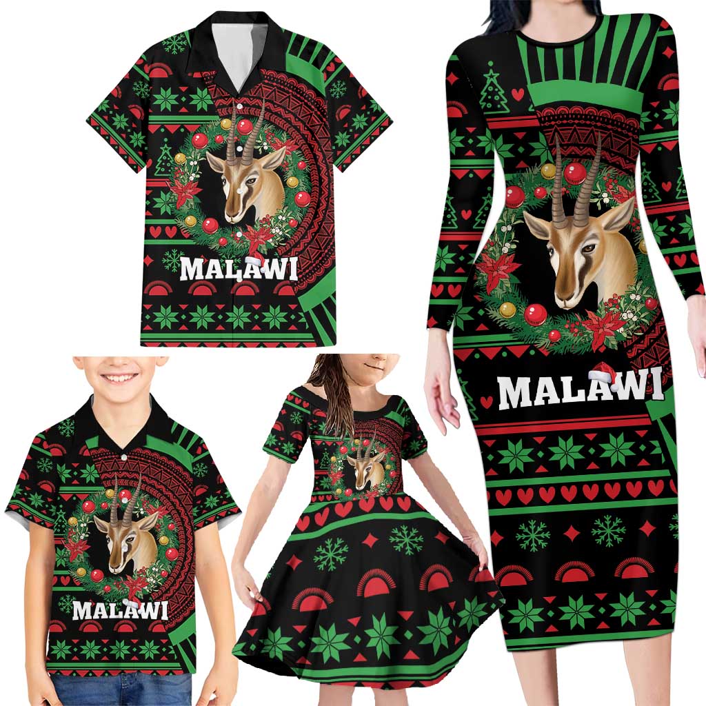 Personalized Malawi Christmas Family Matching Long Sleeve Bodycon Dress and Hawaiian Shirt Thompson Gazelle - African Pattern - Wonder Print Shop