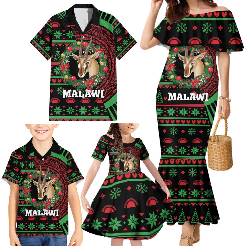 Personalized Malawi Christmas Family Matching Mermaid Dress and Hawaiian Shirt Thompson Gazelle - African Pattern - Wonder Print Shop