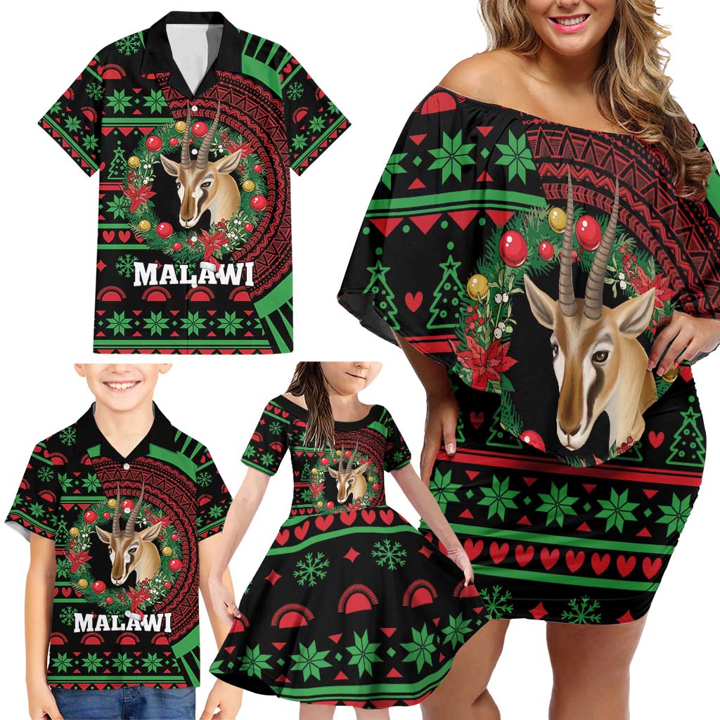 Personalized Malawi Christmas Family Matching Off Shoulder Short Dress and Hawaiian Shirt Thompson Gazelle - African Pattern - Wonder Print Shop