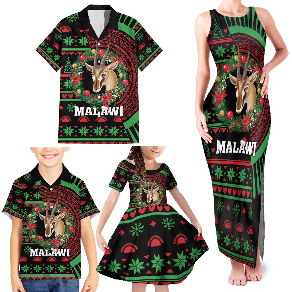 Personalized Malawi Christmas Family Matching Tank Maxi Dress and Hawaiian Shirt Thompson Gazelle - African Pattern - Wonder Print Shop