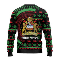 Black ugly Christmas sweater back with Unity and Freedom crest and Your Text banner