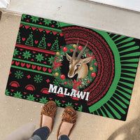 Christmas rubber doormat featuring gazelle head and MALAWI banner in green and red
