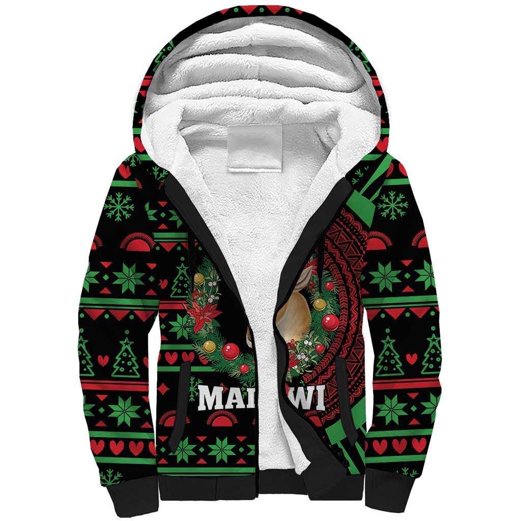 Personalized Malawi Christmas Sherpa Hoodie Thompson Gazelle - African Pattern - Wonder Print Shop