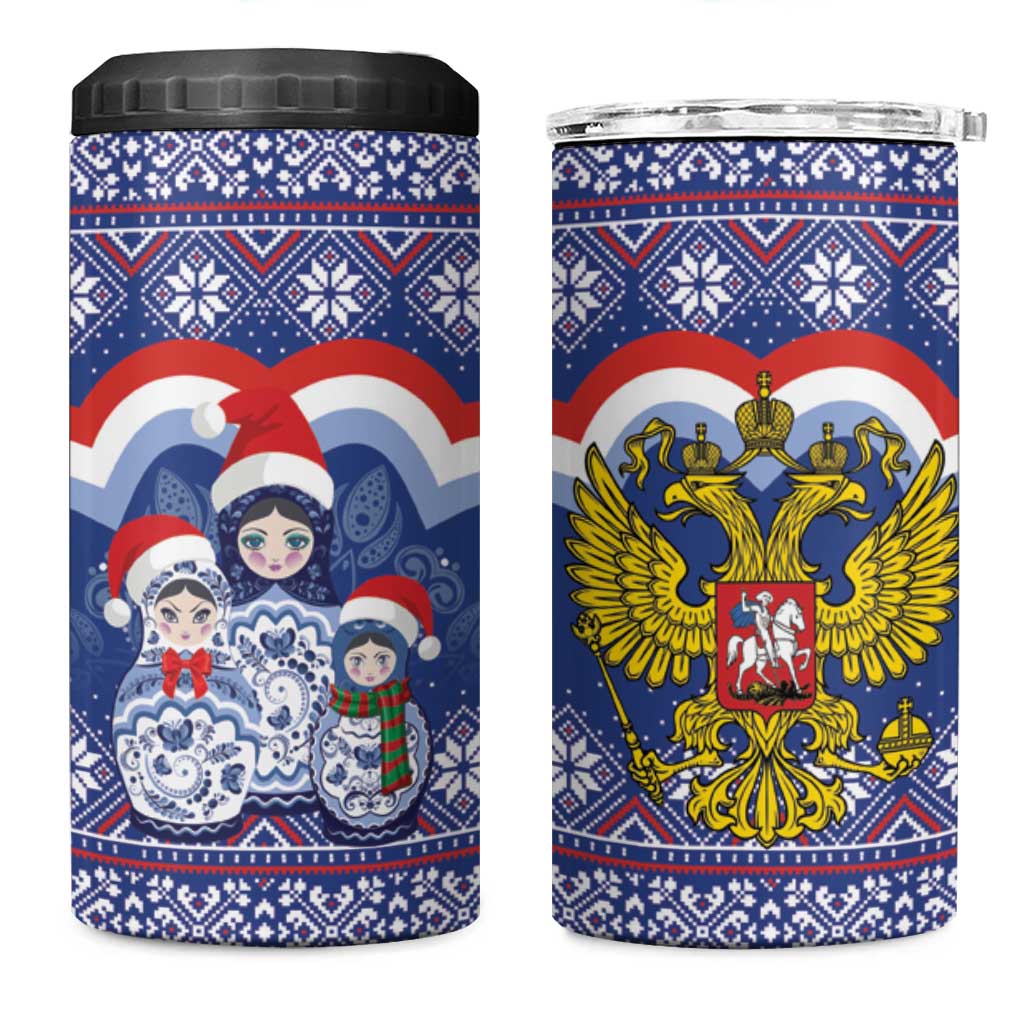 Russia Christmas 4 in 1 Can Cooler Tumbler Santa Matryoshka Doll - Wonder Print Shop