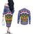 Russia Christmas Couples Matching Off The Shoulder Long Sleeve Dress and Long Sleeve Button Shirt Santa Matryoshka Doll