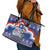 Russia Christmas Leather Tote Bag Santa Matryoshka Doll - Wonder Print Shop