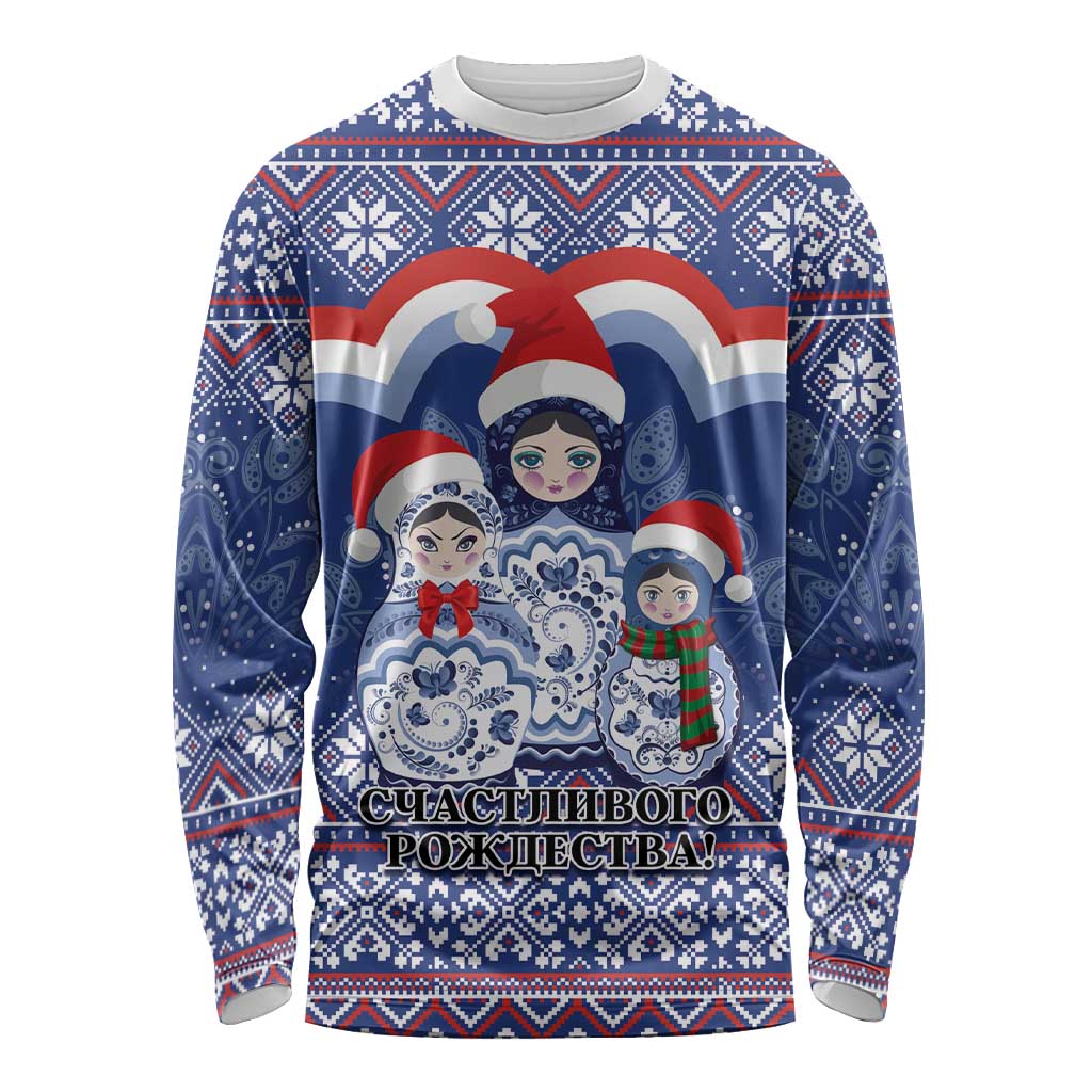 Russia Christmas Long Sleeve Shirt Santa Matryoshka Doll - Wonder Print Shop