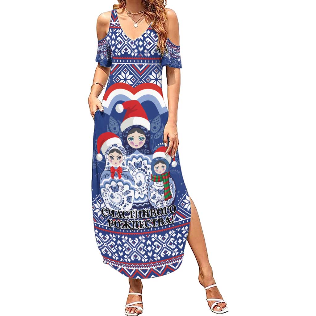 Russia Christmas Summer Maxi Dress Santa Matryoshka Doll - Wonder Print Shop