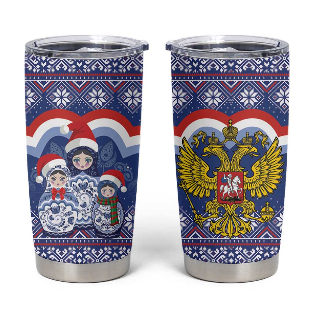 Russia Christmas Tumbler Cup Santa Matryoshka Doll - Wonder Print Shop