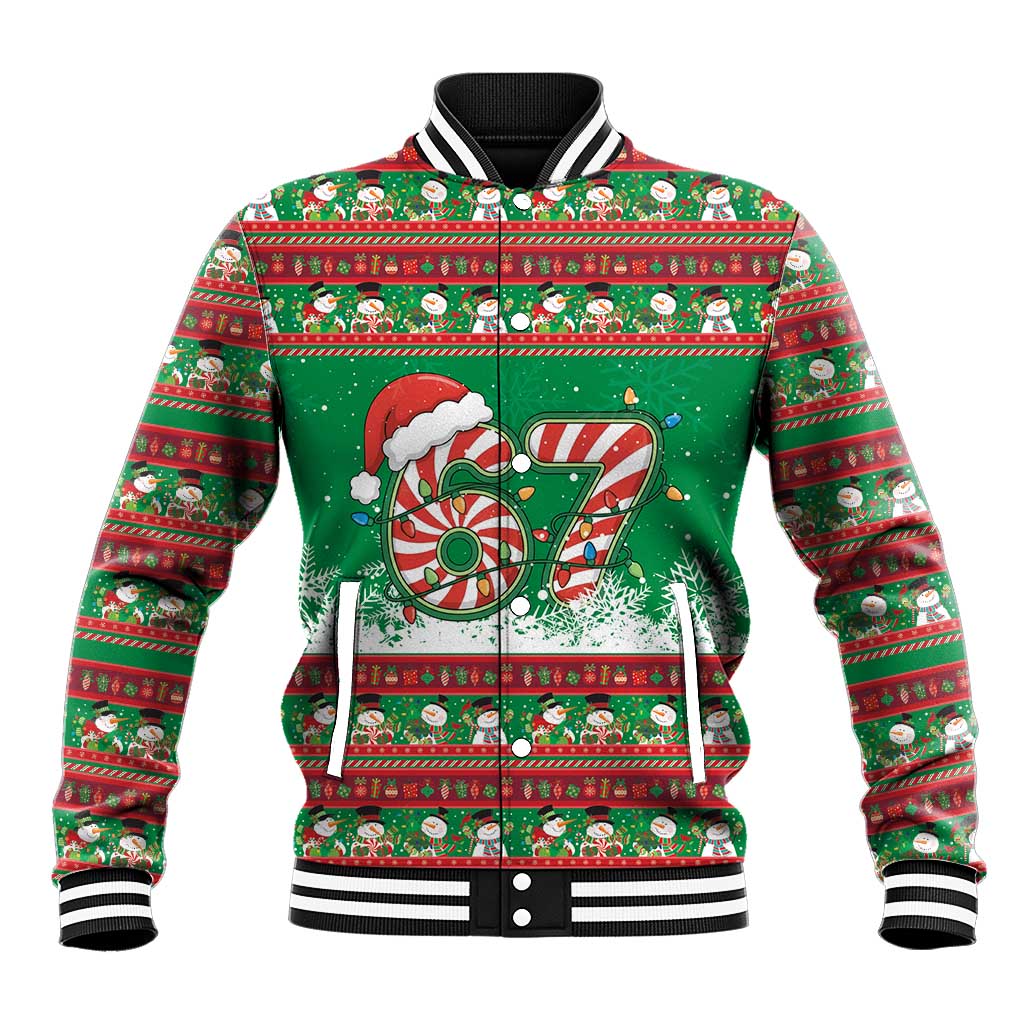 67 Six Seven Funny Meme Christmas Baseball Jacket Funny Xmas - Wonder Print Shop