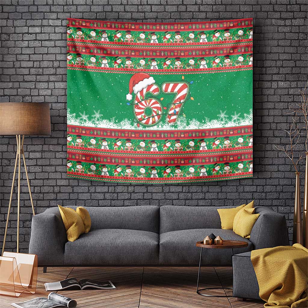 67 Six Seven Funny Meme Christmas Tapestry Funny Xmas - Wonder Print Shop