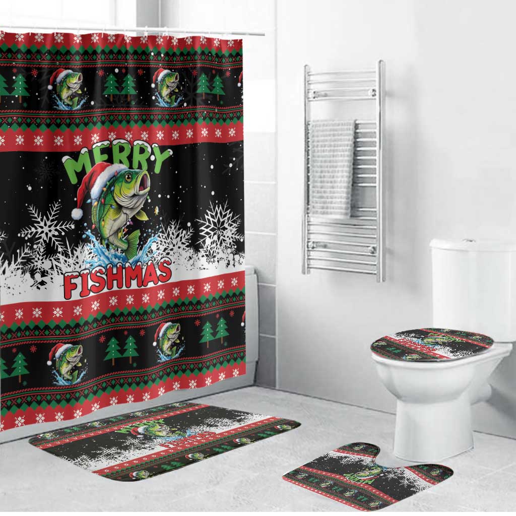 Fishing Christmas Merry Fishmas Bathroom Set We Wish You A Merry Fishmas - Wonder Print Shop