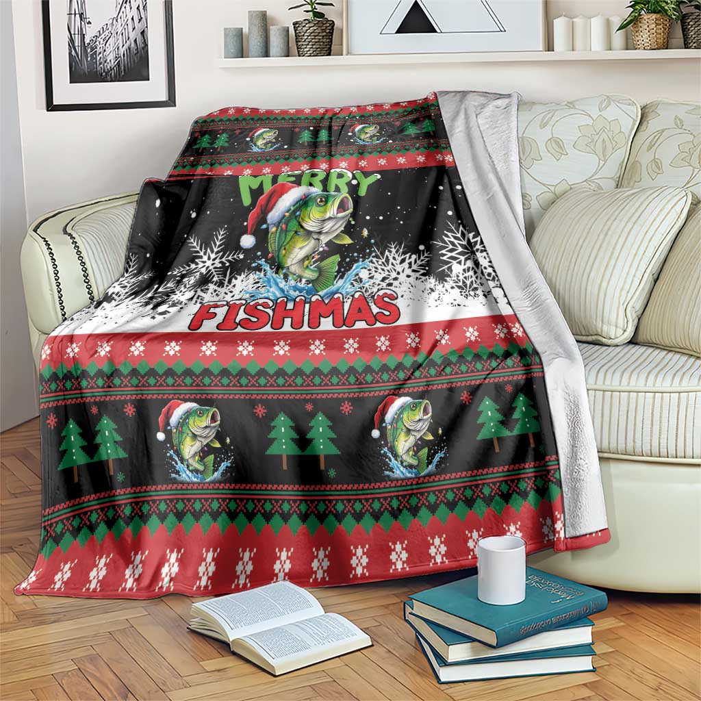 Fishing Christmas Merry Fishmas Blanket We Wish You A Merry Fishmas - Wonder Print Shop