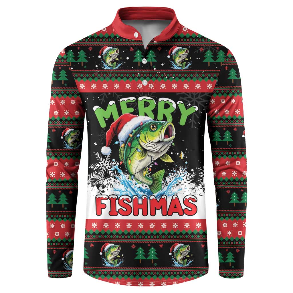 Fishing Christmas Merry Fishmas Button Sweatshirt We Wish You A Merry Fishmas - Wonder Print Shop