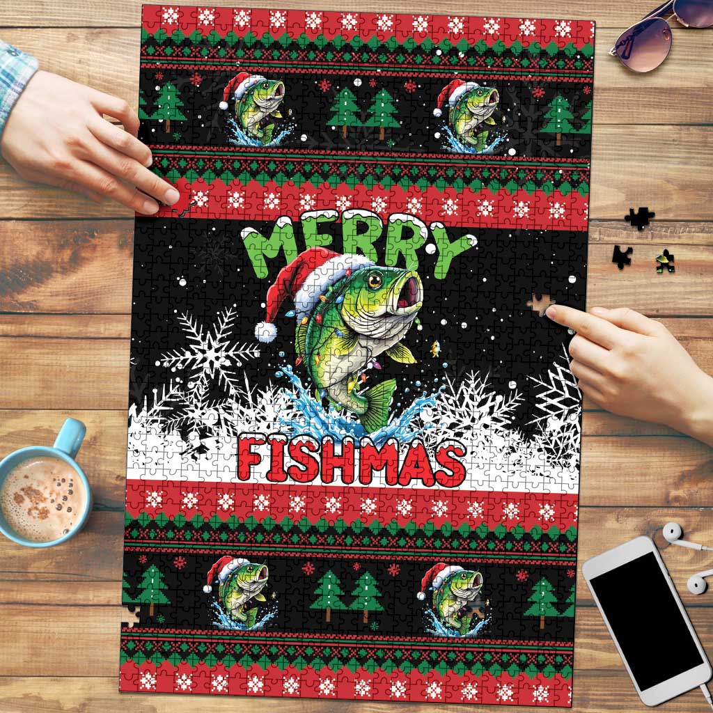 Fishing Christmas Merry Fishmas Puzzle We Wish You A Merry Fishmas - Wonder Print Shop