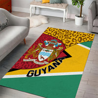 Guyana Republic Day area rug with leopard pattern, coat of arms emblem, and Guyana text