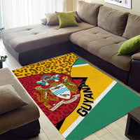 Guyana Republic Day area rug with diagonal flag band, leopard sections, and coat of arms