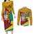 Guyana Republic Day Couples Matching Long Sleeve Bodycon Dress and Long Sleeve Button Shirt Coat Of Arms Leopard Pattern - Wonder Print Shop