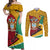 Guyana Republic Day Couples Matching Off Shoulder Maxi Dress and Long Sleeve Button Shirt Coat Of Arms Leopard Pattern - Wonder Print Shop