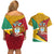 Guyana Republic Day Couples Matching Off Shoulder Short Dress and Hawaiian Shirt Coat Of Arms Leopard Pattern - Wonder Print Shop