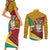 Guyana Republic Day Couples Matching Short Sleeve Bodycon Dress and Long Sleeve Button Shirt Coat Of Arms Leopard Pattern - Wonder Print Shop