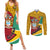 Guyana Republic Day Couples Matching Summer Maxi Dress and Long Sleeve Button Shirt Coat Of Arms Leopard Pattern - Wonder Print Shop